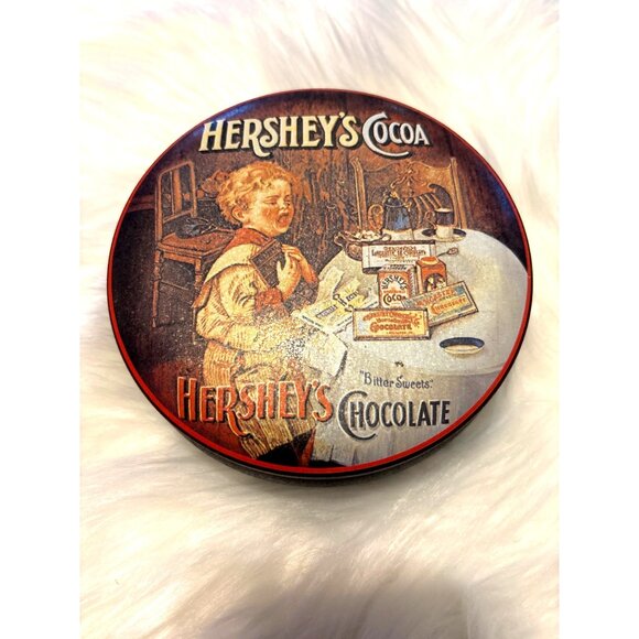 Vtg Hersheys Cocoa Retro Style Decorative Tin With Child Illus. Collectable 5x2 - Picture 1 of 11